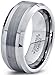 Tungsten Wedding Band Ring 8mm for Men Women Comfort Fit Beveled Edge Brushed