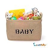 Jute Storage Basket and Organizer with Handles,Eco-Friendly for Baby Toy Storage(waterproof inner lining) - Collapsible Storage Basket, Baby Toys, Baby Clothing, Children Books, Gift Baskets - 1 pcs