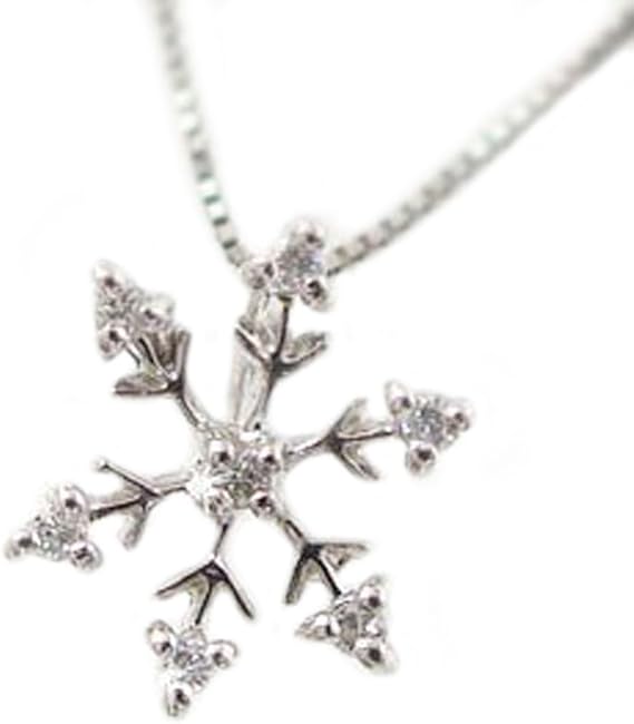 Amazon ダイヤネックレスホワイトゴールドk18 ダイヤモンドネックレス 雪の結晶 ペンダント K18wgネックレスダイヤ0 05ct ホワイトゴールドk18 ネックレス 通販