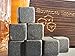 Reusable Granite Whiskey Stones Set: 9 Rocks to Chill Glass of Bourbon, Scotch, or Whisky Without Ice Cubes - Chilling Stone Won't Water Down Glasses of Liquor - Alcohol Accessories/Presents for Men