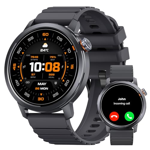 KOSPET ORB Reloj Inteligente Hombre y Mujer, Ultraligero Bluetooth Llamadas, Pantalla AMOLED 25 Días de Batería, Monitor de Frecuencia Cardíaca/Sueño/SpO2 Smartwatch Redondo IP68, 175 Modos Deportivos
