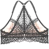 Strappy Racerback Lace Overlay Bralette Top Sheer Bustier Crop Wireless Bra