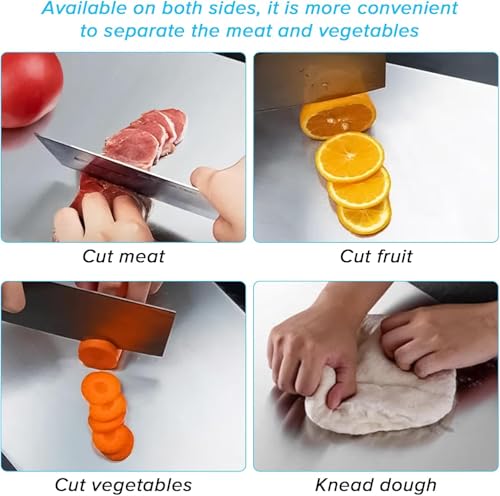 Stainless Steel Cutting Board for Kitchen,Upgrade Double Sided Use chopping board for Vegetables, Fruits Cutter, Meats,Dishwasher Safe(39 * 29cm)