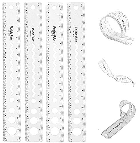 Photo 1 of 8 PCS Unbreakable Rubber Ruler 30cm / 12 inch Bendy Multipack Flexible Clear Rulers Soft Tape Measurement Shatterproof Bendable Straight Ruler for School Classroom Office Supplies