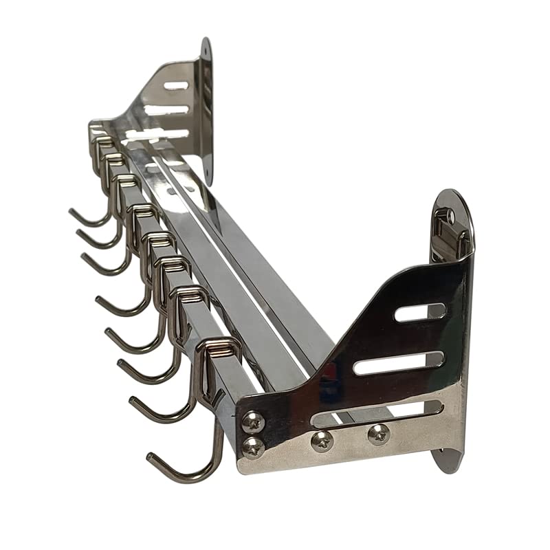 Lumai Suporte De Parede Cozinha com 10 Ganchos Móveis e Prateleira de Aço Inox 304 Para Pendurar Organizar Utensilios De Cozinha, Temperos, Facas e Panelas