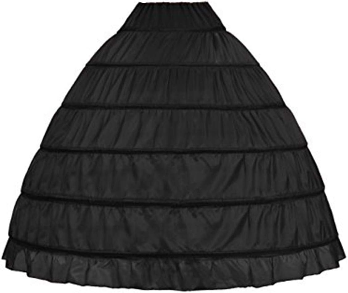 WOWBRIDAL Women 6 Hoops Skirt Crinoline Petticoats Slips Floor Length for Bridal