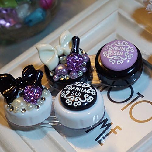 Bluecastle Hand Bow and PearlDesign Contact Lenses Case (Black Bow)