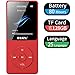 Mp3 Player,RUIZU X02 Ultra Slim Music Player,Long Battery Life Mp3 with FM Radio, Voice Recorder, Video Play, Text Reading, 80 Hours Playback and Expandable Up to 128 GB (Red)