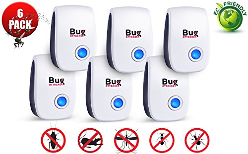 Ultrasonic Pest Repeller 2018 High Quality Bug Attacker Control & Prevention |  Stop Insect & Mouse / Rat Repellant | Easy to Use, Plug In, Reject & Stay Away from Mosquito, Cockroach, Ants, Flies.