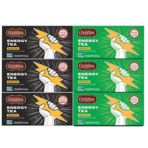 Celestial Seasonings Black & Green Energy Tea Variety Pack, Contains
