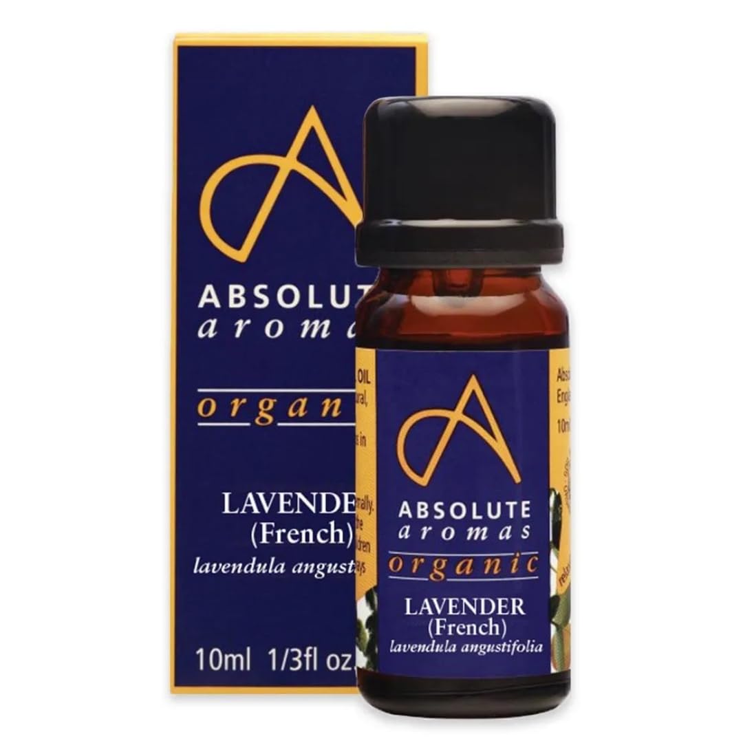 Absolute Aromas Organic Lavender Essential Oil 10ml - 100% Pure, Natural, Vegan, Undiluted and Cruelty-Free - for use in Diffusers, Oil Burners and Aromatherapy Blends