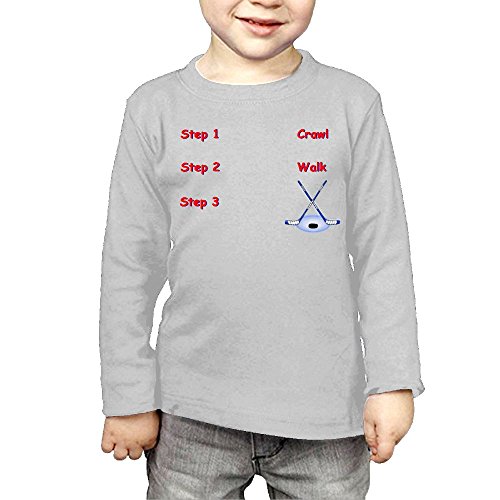 ZheuO Boys & Girls Toddler Hockey Baby Soft 100% Cotton Tee Unisex Gray 3 Toddler