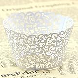 joyliveCY 50Pcs Pearly Paper Vine Lace Cup Cake Wrappers Cupcake Tower Cake Decoration Supplies White