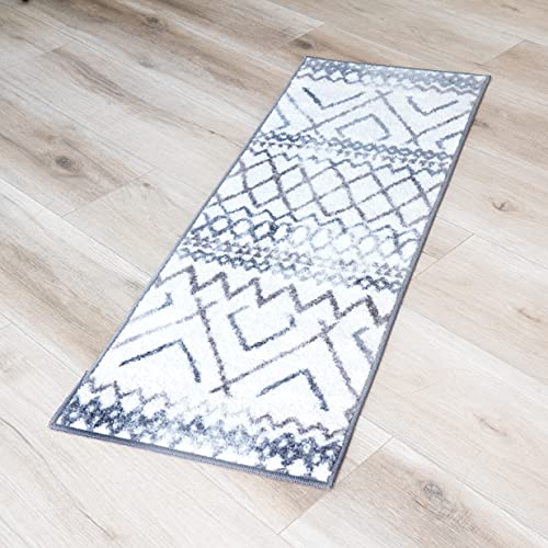 Maples Rugs Kitchen Rug Set Abstract Diamond 2Pieces Non Skid