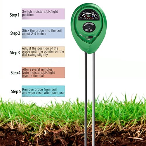 uHome Soil pH Meter, 3-in-1 Soil Test Kit For Moisture, Light & pH, Plant Soil Tester Kit, No Battery needed | Bonus 100 PCS Plastic Plant Labels,4 Inch,White