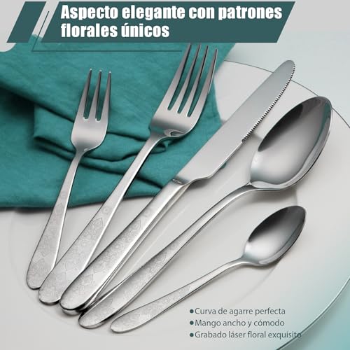 Complete cutlery 6 people, EIUBUIE vintage cutlery with unique design | 30 Pieces, Mirror Polished, Stainless Steel Flatware, Dishwasher Safe, Cutlery Set, Knife Spoon Fork