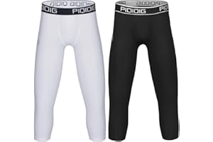 PIQIDIG Youth Boys Compression Pants 3/4 Basketball Tights Sports Capris Leggings