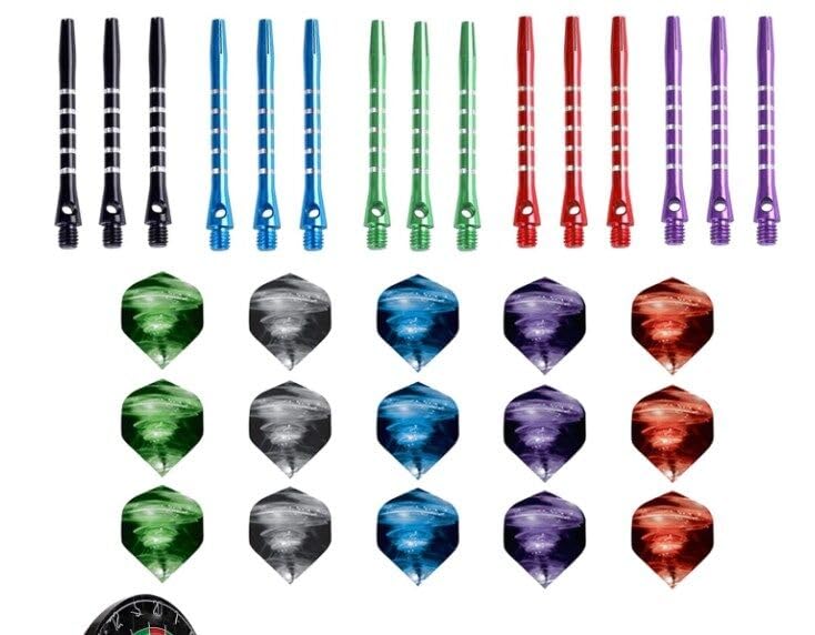 CooAooRoo 30 Pcs Dart Stems and Flights, Universal Darts Stems and Flights Sets, Multicolor Darts Accessories Uk Perfect Accessories for Indoor Dart Games