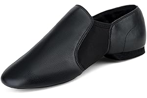 Prcfurdcge Jazz Shoes for Women Men PU Leather Unisex Slip-On Dance Shoes