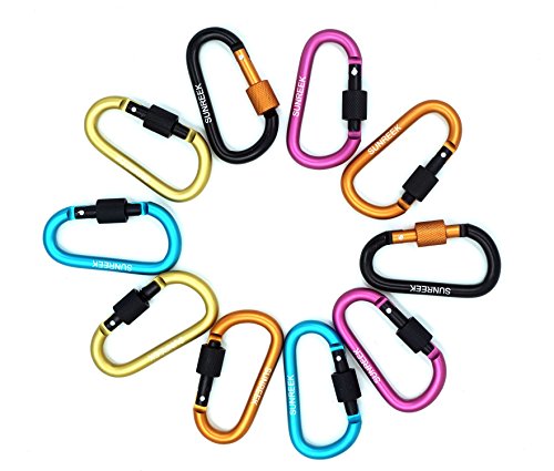 SUNREEK Aluminum D-ring Key Chain Clip Carabiner - Random Color(10 pcs)