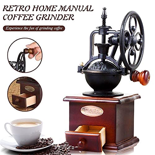 MOMOTOU Macinacaffè manuale vintage in legno a manovella macinacaffè regolabile grossolanità con ceramica macinatura… - immagine 4