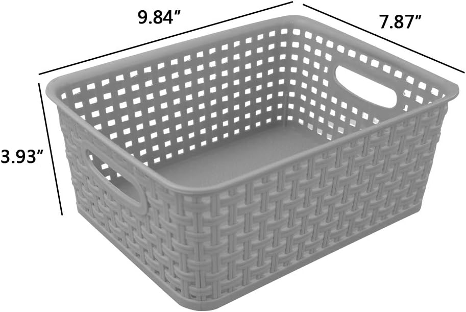 Yarebest 6-pack Weave Storage Baskets, Plastic Grey Basket, Small Baskets - Image 4