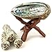 Premium Bundle with 5 Inch or Larger Abalone Shell, Stained Wooden Tripod Stand, and 3 California White Sage Smudge Sticks for Incense Burning, Home Fragrance, Energy Clearing, Yoga, Meditation