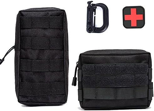 MOFULL 2 Pack Molle Pouches, Tactical Compact EDC Pouch Multi-purpose Military Admin Utility Gadget Gear Pouch Bag Hip Belt Waist Pack with Belt Loop