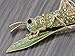 Alilang Synthetic Peridot Green Rhinestone Crystal Insect Grasshopper Locust Leaf Big Pin Brooch, Gold