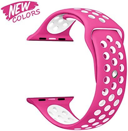 TECH BS Apple Watch Nike Sport Band, Soft Silicone Replacement Wrist Strap for Apple Watch Series 2 Series 1 Nike+ Edition - 38 mm M/L – Barbie PINK New Color