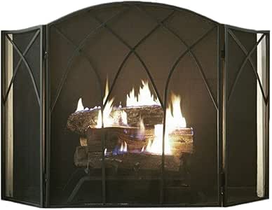 Pantalla de la chimenea 3 Pantallas Central De Incendios De Hierro