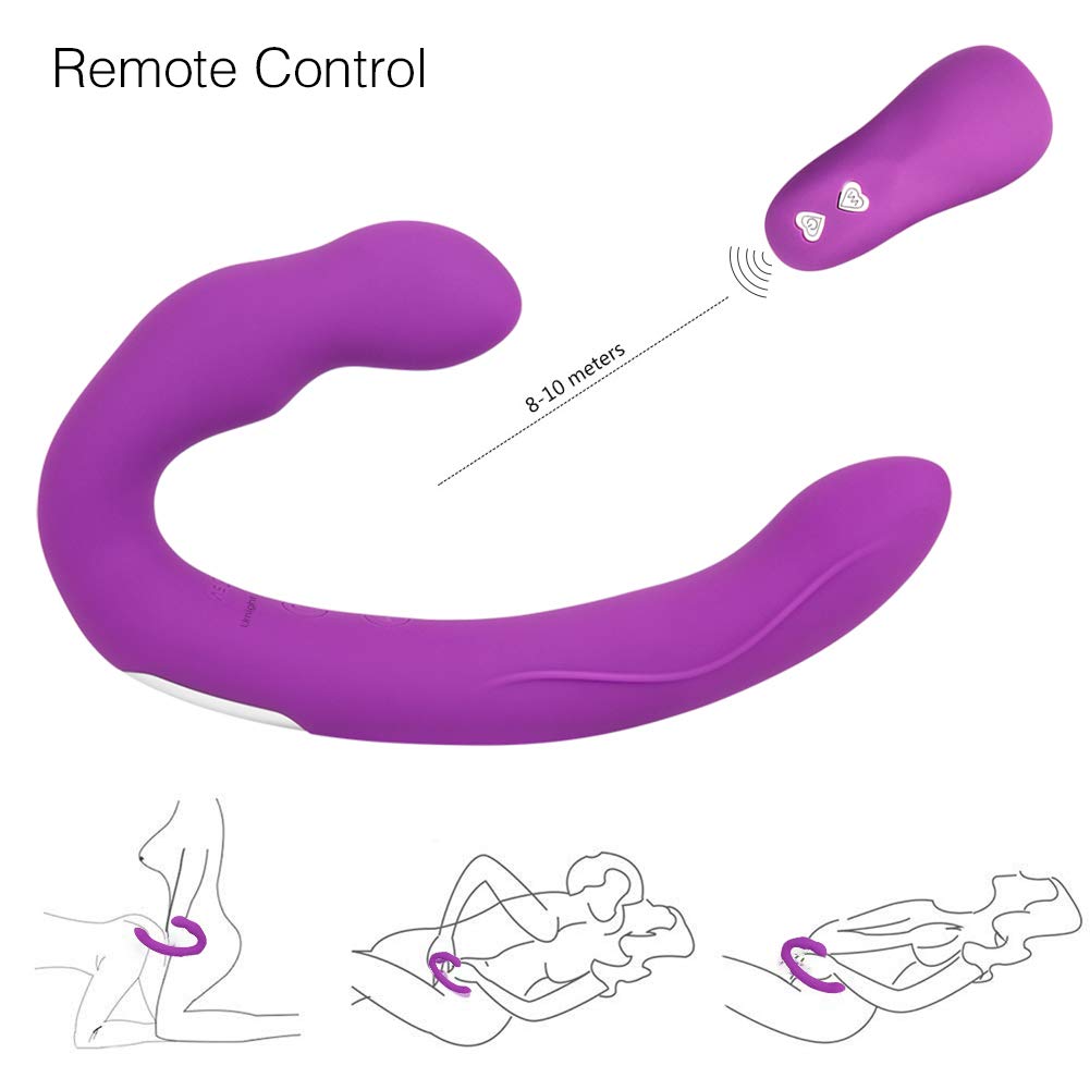 Vibratore a doppio dildo erotico dildo con telecomando, silicone, stimolatore del clitoride giocattolo sesso anale, doppio ciambella e 9 livelli di vibrazion sessuale per donne lesbiche coppia