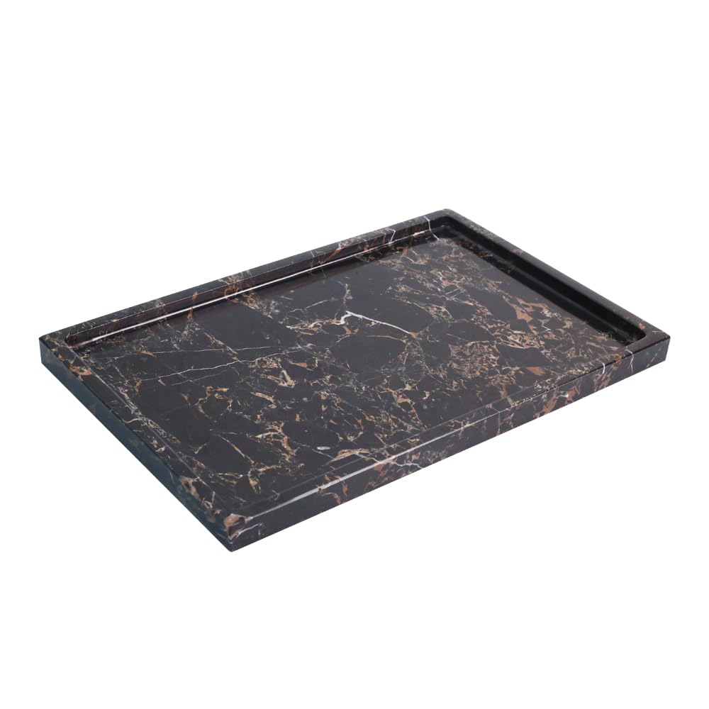 Photo 1 of 100% Natural Marble Serving Tray Luxury Calaccata Viola Marble Storage Tray for Home Decor Stone Tray for Bathroom/Kitchen/Vanity/Dresser,Plate Holder for Tissues, Candles, Towel