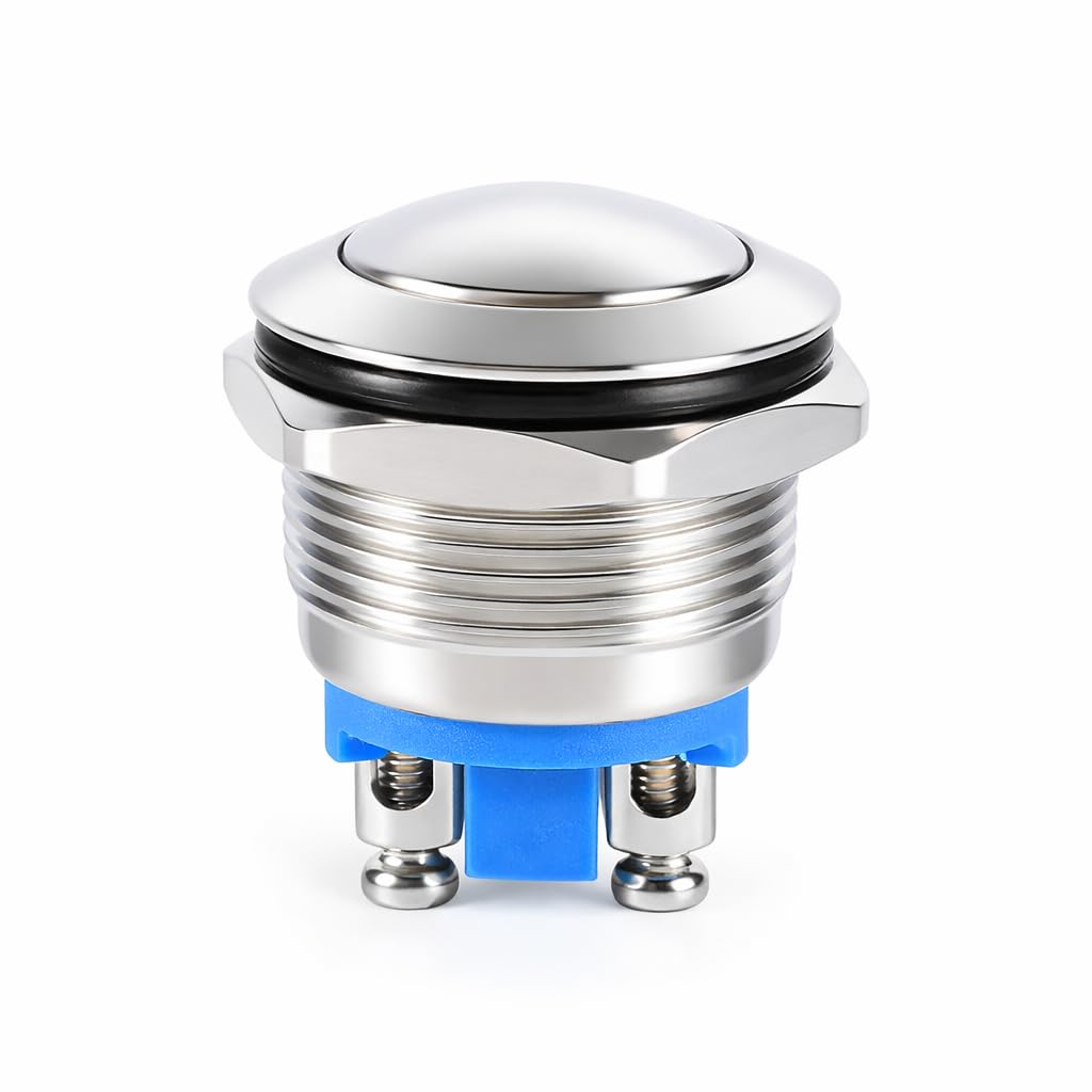 Momentary Push Button Switch, 12V 3A Waterproof Momentary Switch Car Horn Switch Air Horn Push Button Switch IP65 IK08 19mm (1 Pcs)