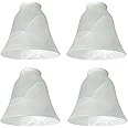 4 Pack Ceiling Fan Light Covers, Transitional Style Replacement Bell Shaped Glass Shade Ceiling Fan Replacement Globes (Alabaster, 4-3/4'')
