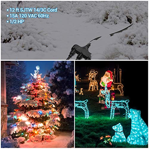 DEWENWILS Outdoor Christmas Light Timer with 12 FT Extension Cord, Plug