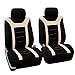 FH Group Full Set Cloth Car Seat Covers - Universal Fit, Low Back Front Seat Covers, Airbag Compatible, Split Bench Rear Seat, Washable Seat Cover for SUV, Sedan, Van Beige