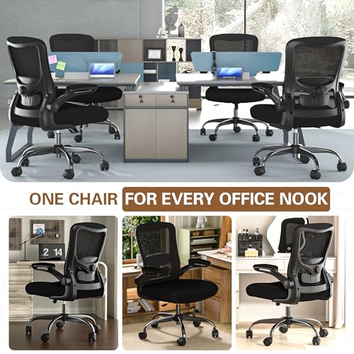 Zeonsit Ergonomic Office Chair - High Back Desk Chair with Adjustable Lumbar Support, Breathable Mesh Back, 330LBS Capacity, Easy Assembly, for Home Office Executive Computer Task (Solid-Black)