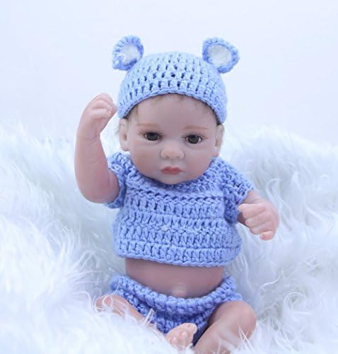 KEIUMI Mohair 11 Inch Reborn Baby Doll Mini Full Silicone Vinyl Realistic Awake Boy Babies Kids Birthday Xmas Gift (boy)