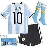 Barcelona Kids Jersey New 2017 light blue /black Football Soccer Home Kit Kids Jersey & Shorts & Socks & Free Pen Bag Sportwear Kit (11-12 years)