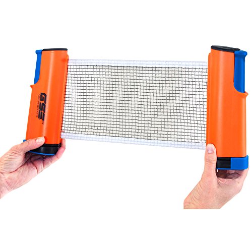 GSE Games & Sports Retractable Anywhere Table Tennis Set with 2 Paddles & 3 Balls and a Mesh Storage Bag by GSE (Orange & Blue) - Thumbnail 2