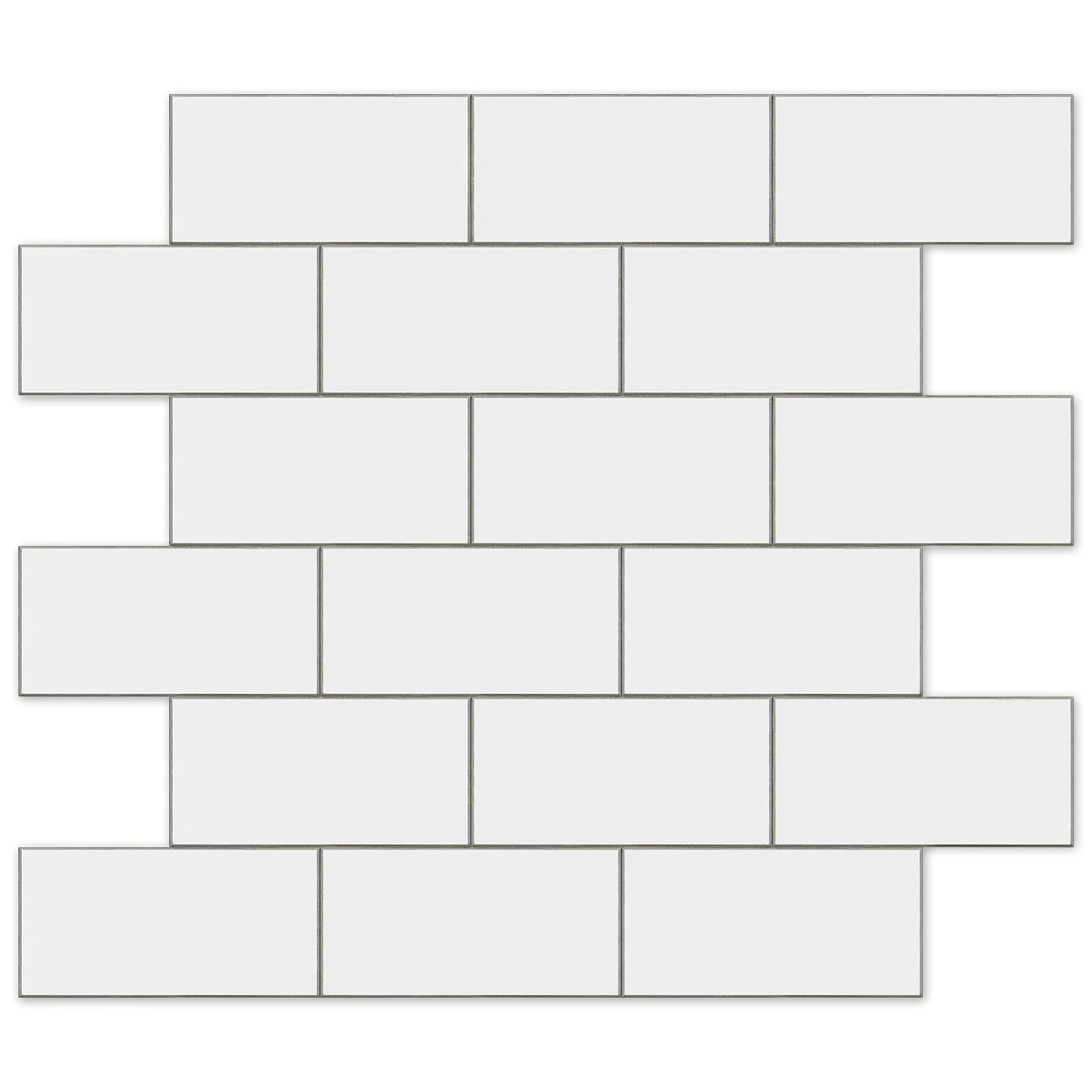 Photo 1 of 10 Sheets Subway Tile Peel and Stick Backsplash, Polished White Thick Kitchen Backsplash Peel and Stick Wall Tiles, Ceramic Look Stick on Tile for Kitchen and Bathroom