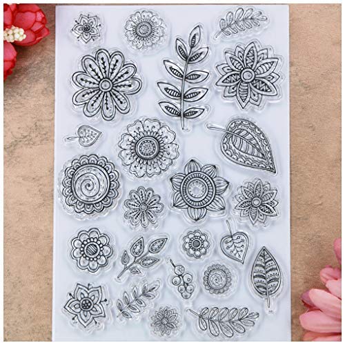 Kwan Crafts Flowers Leaves Clear Stamps for Card Making Decoration and DIY Scrapbooking