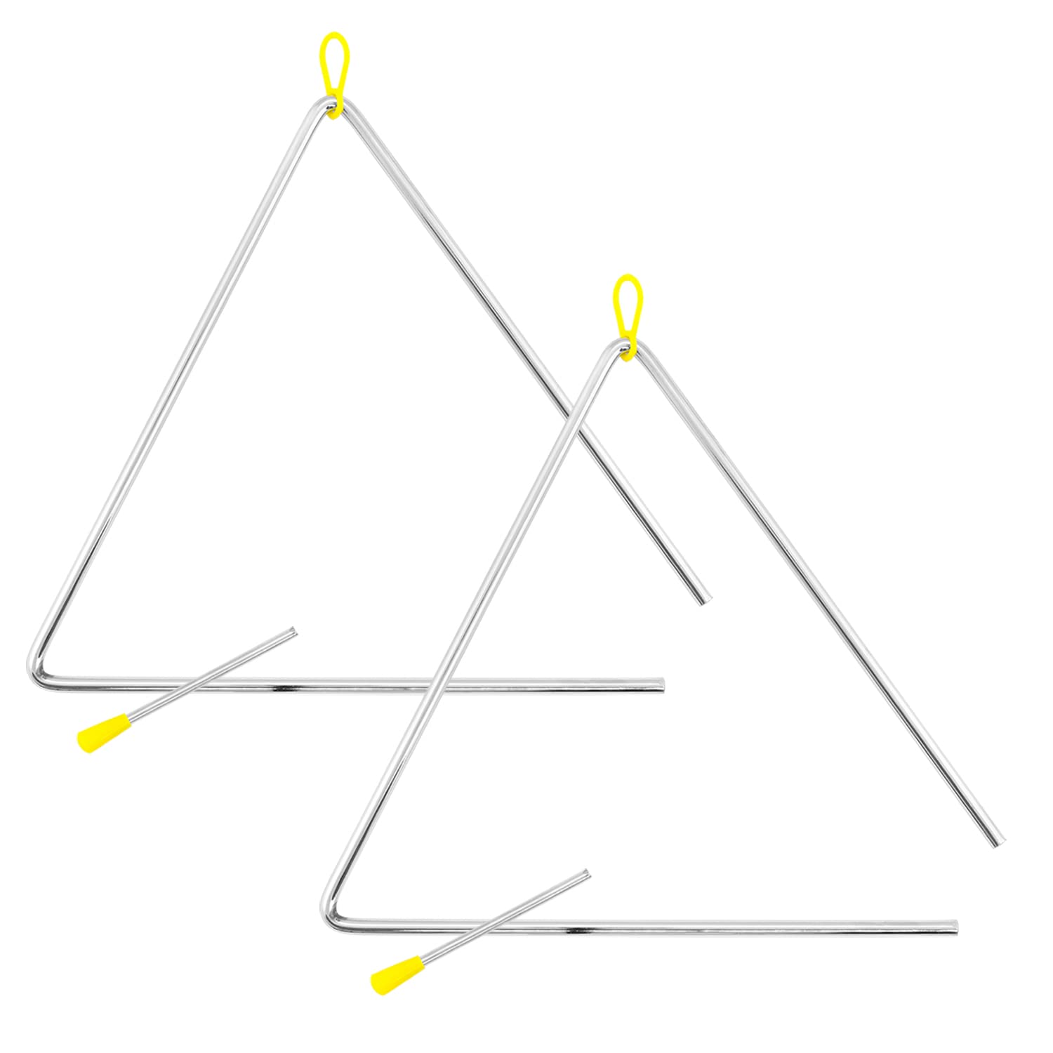 TIGER TRI28-2-MT 12" Samba Triangle Instruments - Heavy-duty Steel Triangles with Metal Strikers - Ideal for School, Band or Home Use - Pack of 2