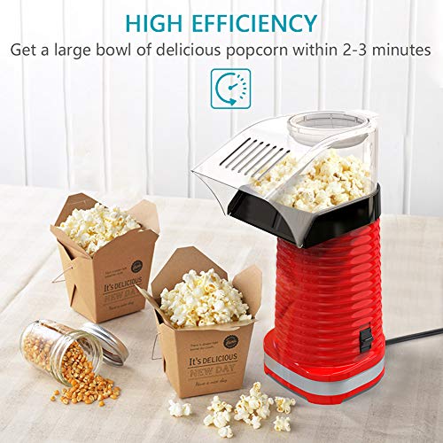 Electric Hot Air Popcorn Popper Maker for Home Party Kids, No Oil
