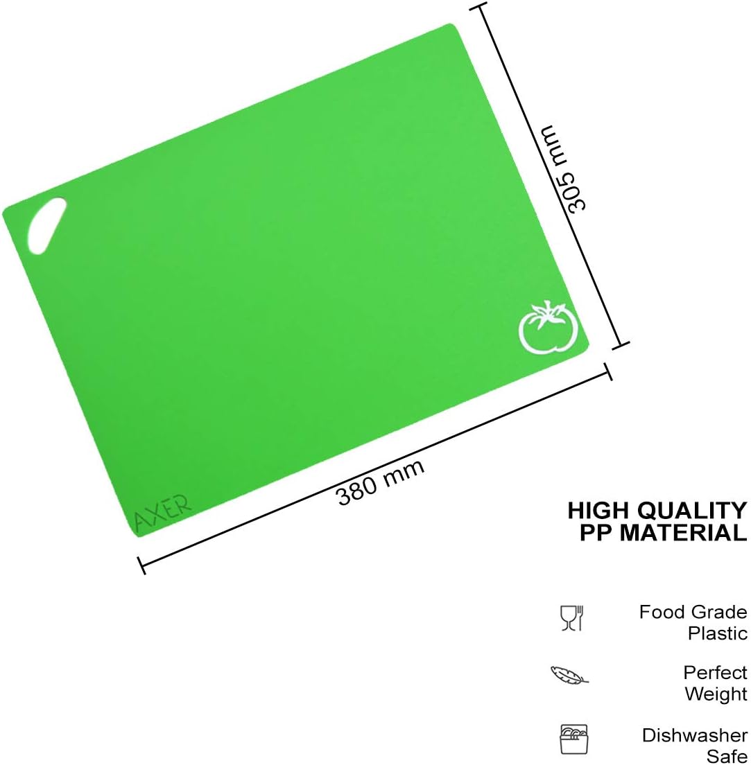Axer Colour Coded Chopping Boards for Kitchens 6 pcs, Flexible Cutting Board Set Food Icons - Image 4