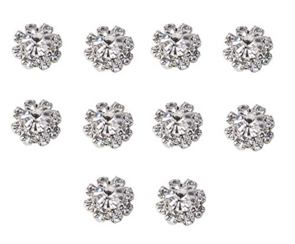 Syntego Round Rhinestone Diamante Crystal Embellishment 9 Diamantes with Large Center Diamante 12mm Really Sparkle (Clear)