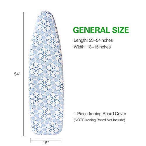 Hansprou Scorch Resistance Ironing Board Cover and Pad Resists Scorching and Staining Ironing Board Cover with Heavy Duty Padded 2 Velcro Straps 15"X 54"