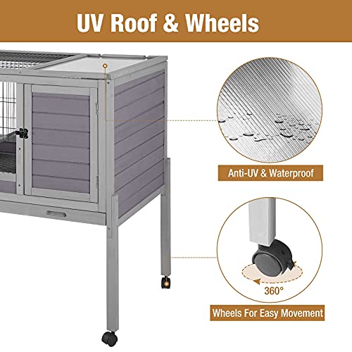 Rabbit Hutch with Detachable Legs and Wire Floor Indoor Rabbit House