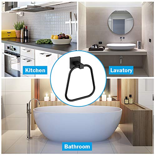 JOUBU Bathroom Towel Holder Round Black Rustic Hand Towel Ring Wall